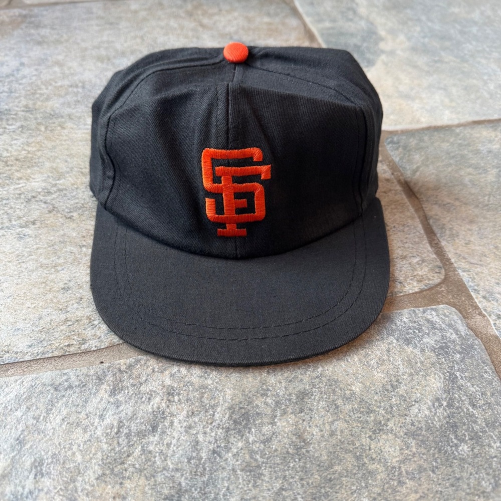 Vintage MLB San Francisco Giants Kids Cap 80s Black Green Brim Taiwan Twins Ent
